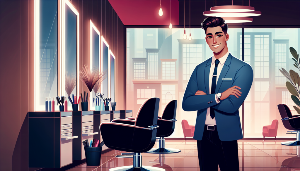 Create an image of a modern, stylish hair salon setup with affordable, high-quality equipment packages, including chairs, mirrors, and hairdressing tools. The salon should have a welcoming atmosphere,